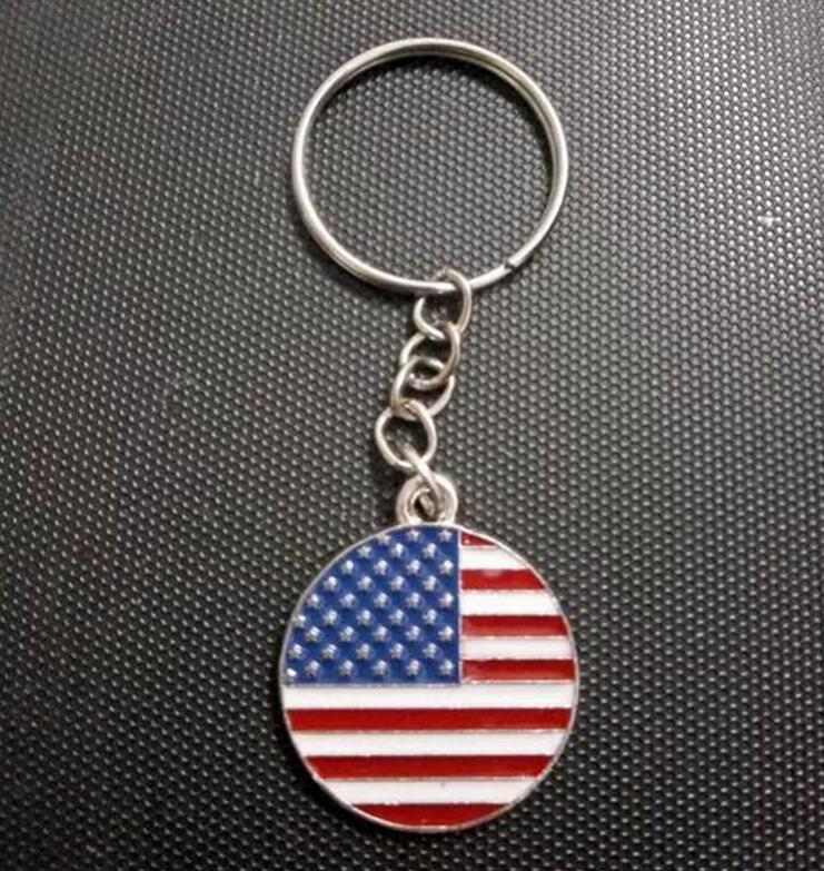 Round American Flag Key Chains