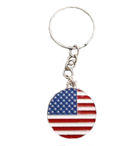 Round American Flag Key Chains